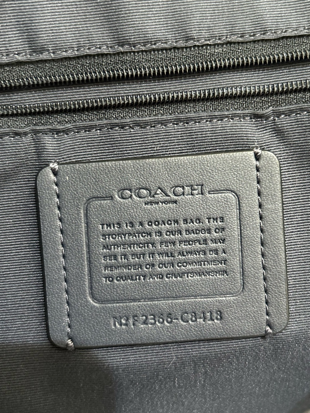 Coach Navy and Gray Signature Canvas Tote with Center Stripe - Picture 8 of 14
